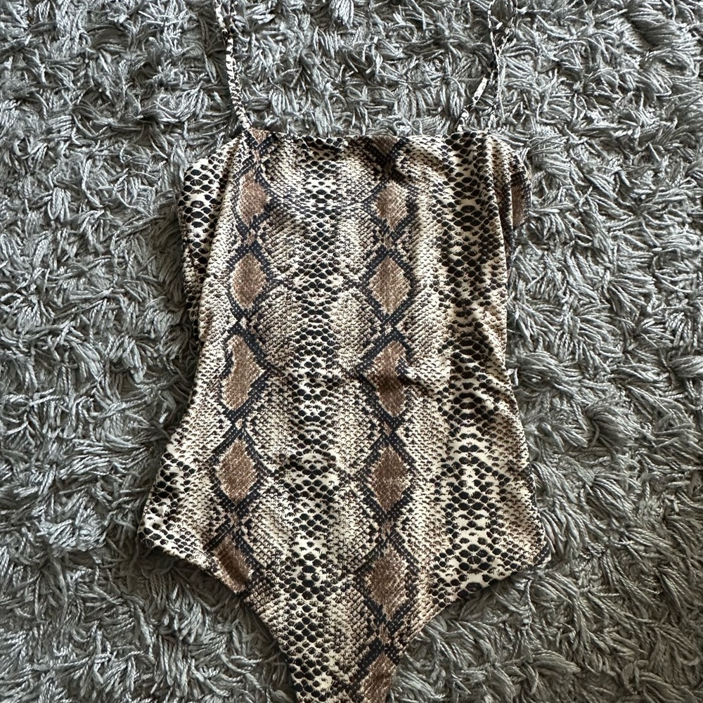 Windsor Snake Print Bodysuit - Brown and Tan